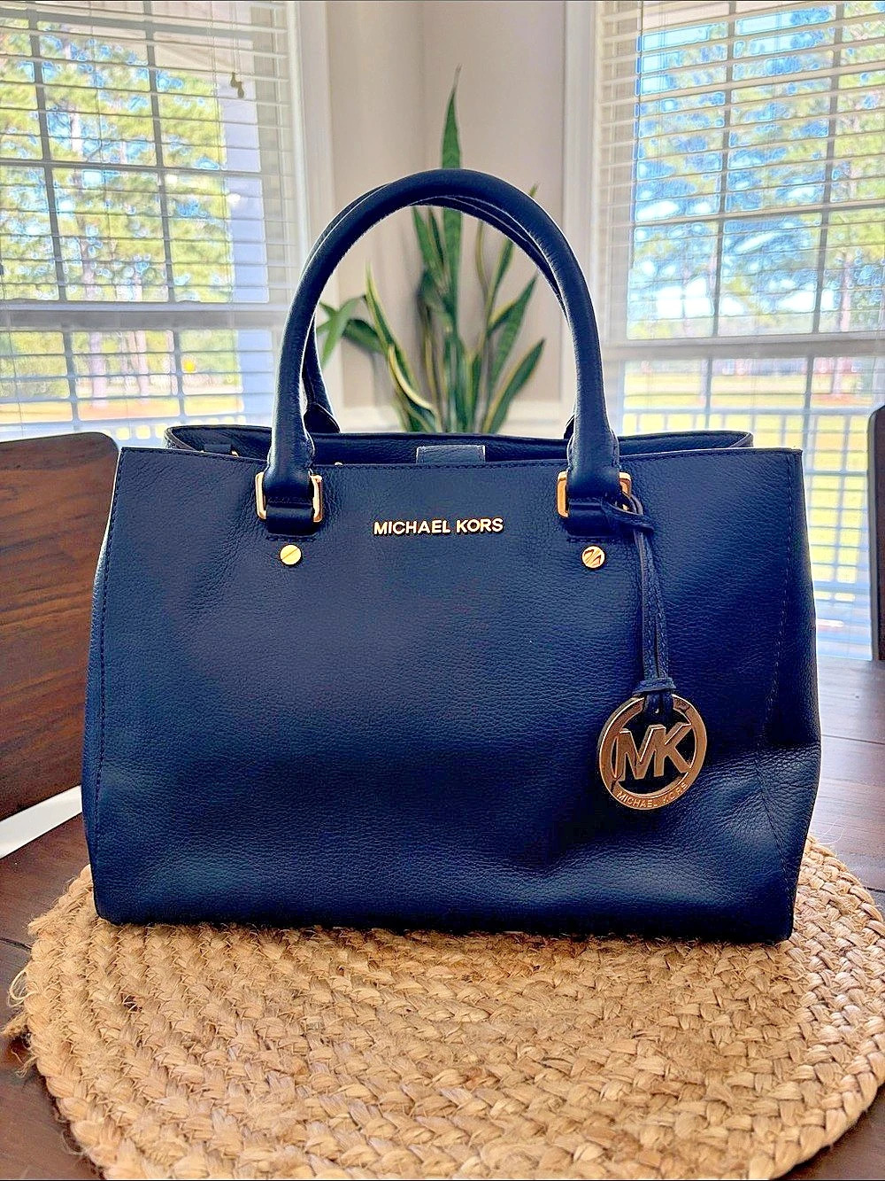 Soft Pebbled Leather Michael Kors Sutton Medium Satchel with Shoulder Strap